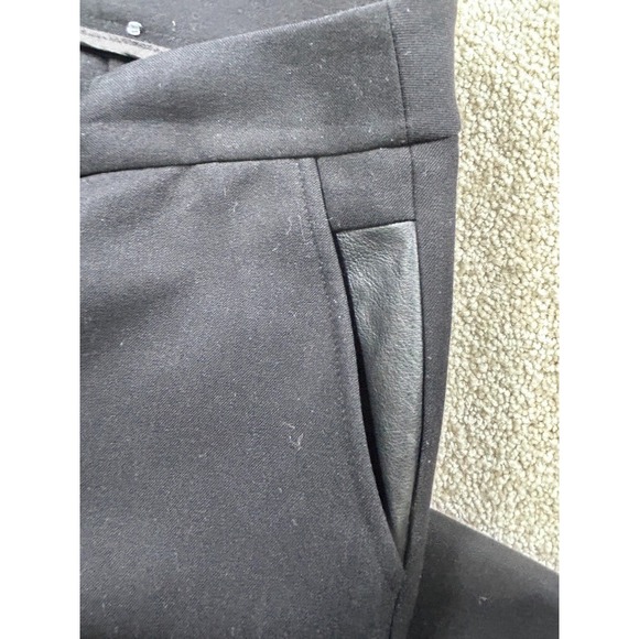 Rafaella Womens Size 12 Black Dress Pants Corporate Goth Faux Leather‎ Trim - Picture 5 of 10